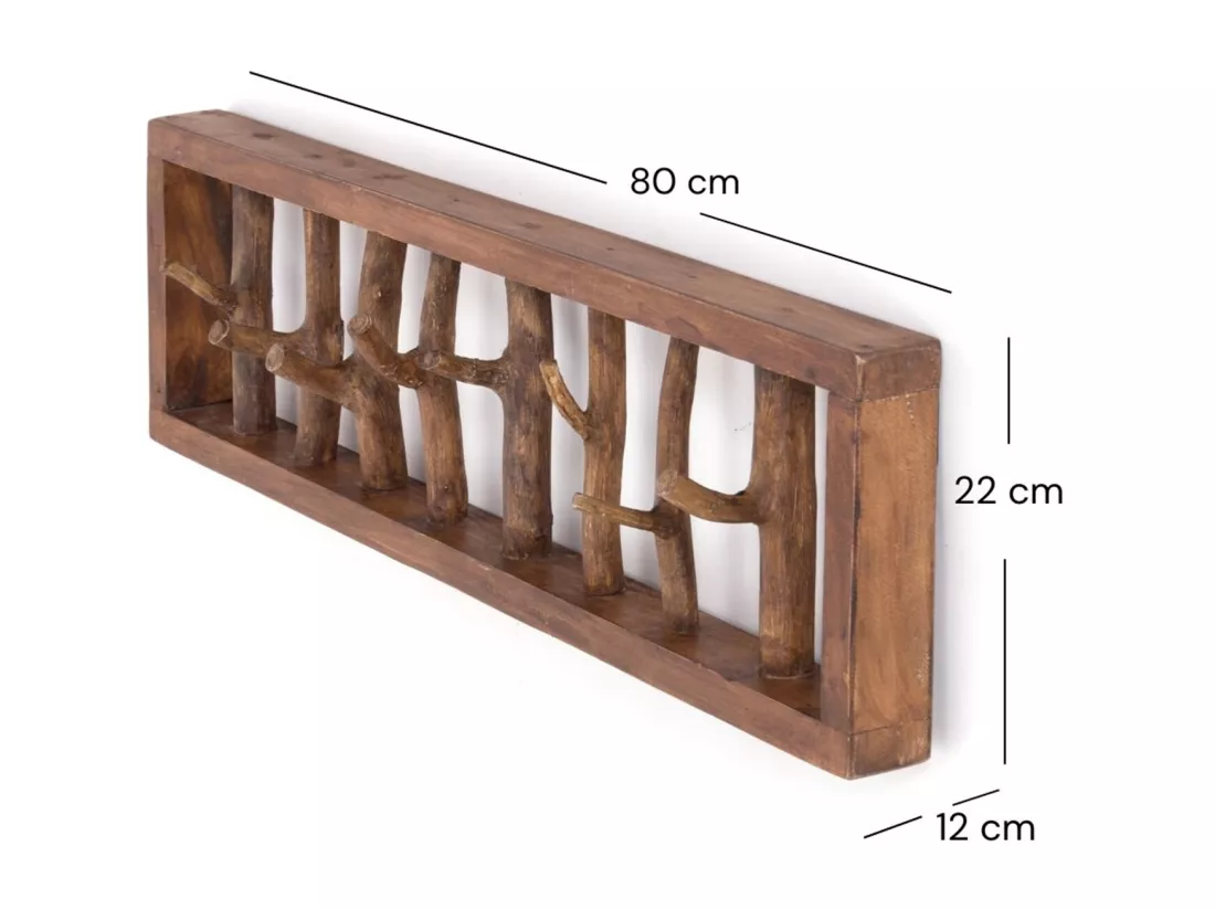 PORTE-MANTEAU MURAL TREIBHOLZ UNIKAT 80 Bois de recyclage massif, pour 16 bouteilles, avec tiroir 01 natur-vintage