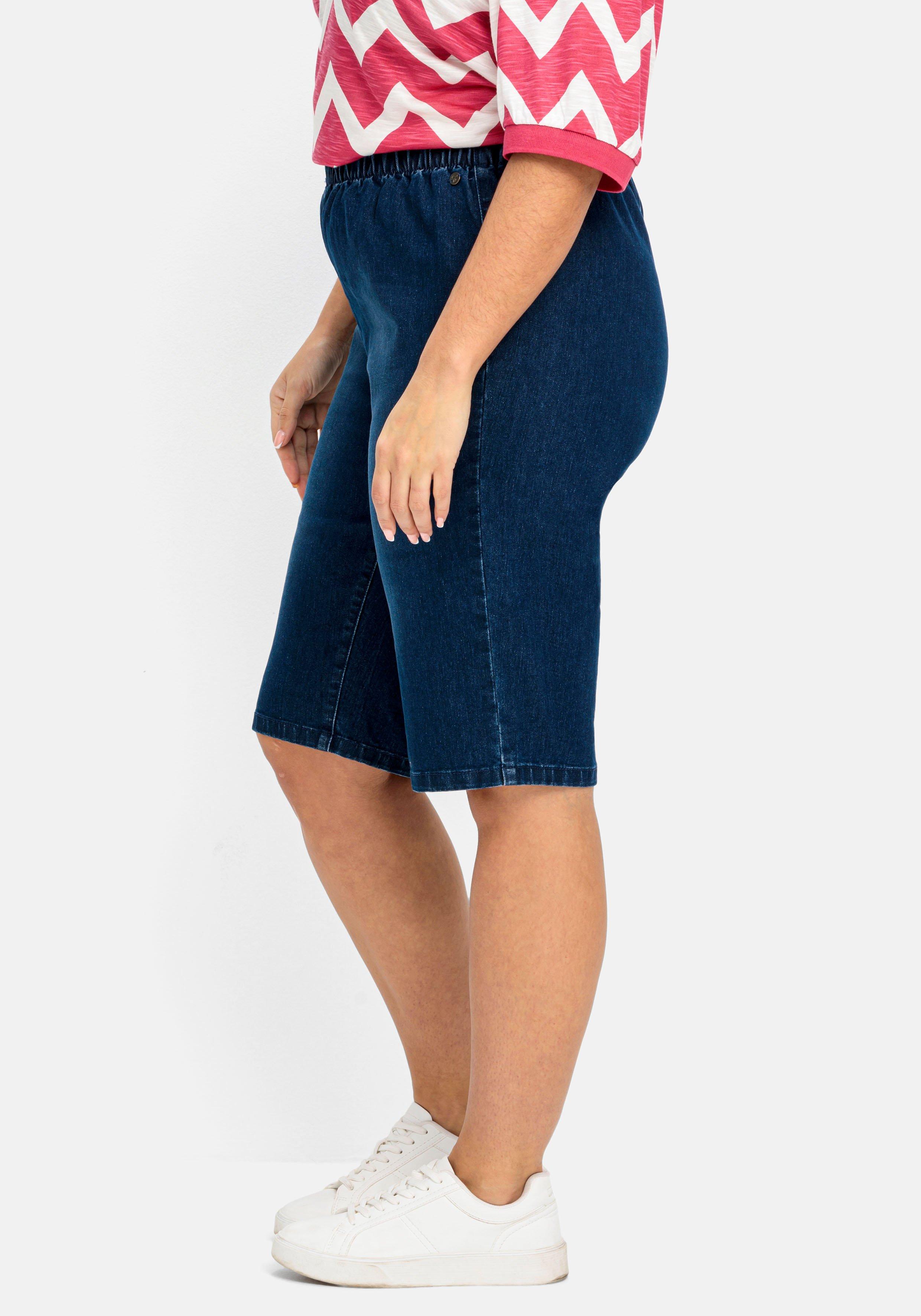 Schmale Jeans-Bermudas, mit Gummibund