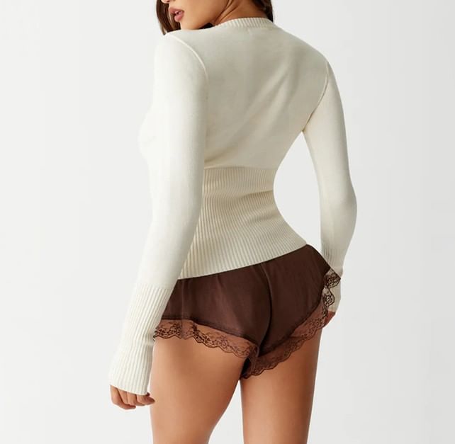 Vanduous - Effen Cardigan met Ronde Hals