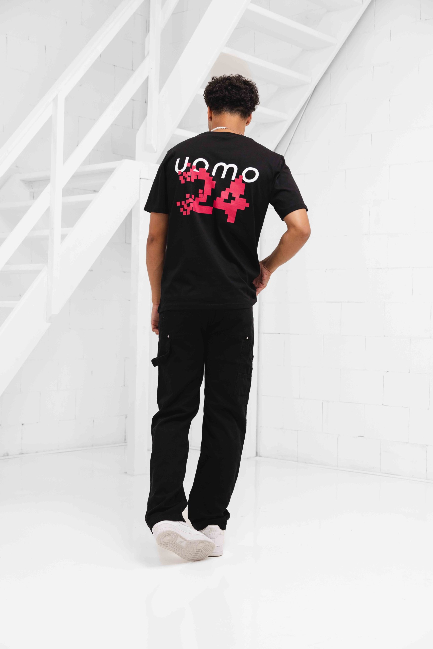 24 Uomo Pixelated T-shirt Zwart