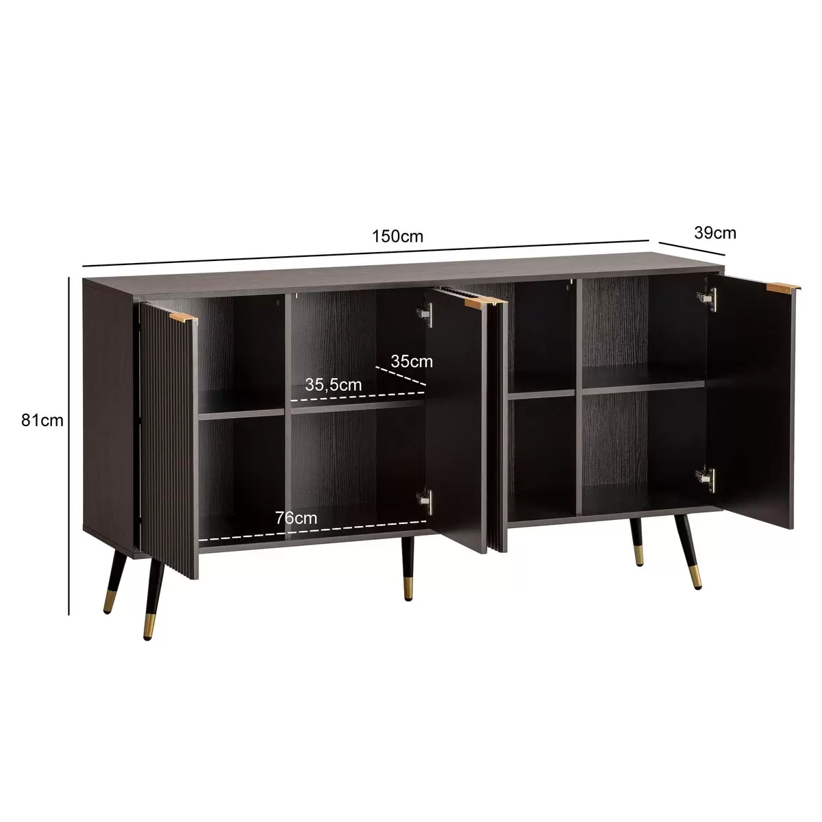 Sideboard Coral Eiche,gold,kupfer,schwarz