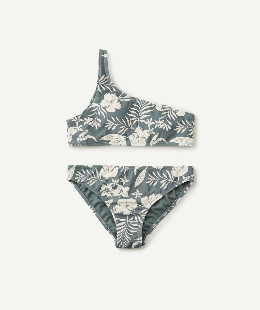 LE MAILLOT DE BAIN 2 PIÈCES KAKI ET FLORAL EN FIBRES RECYCLÉES