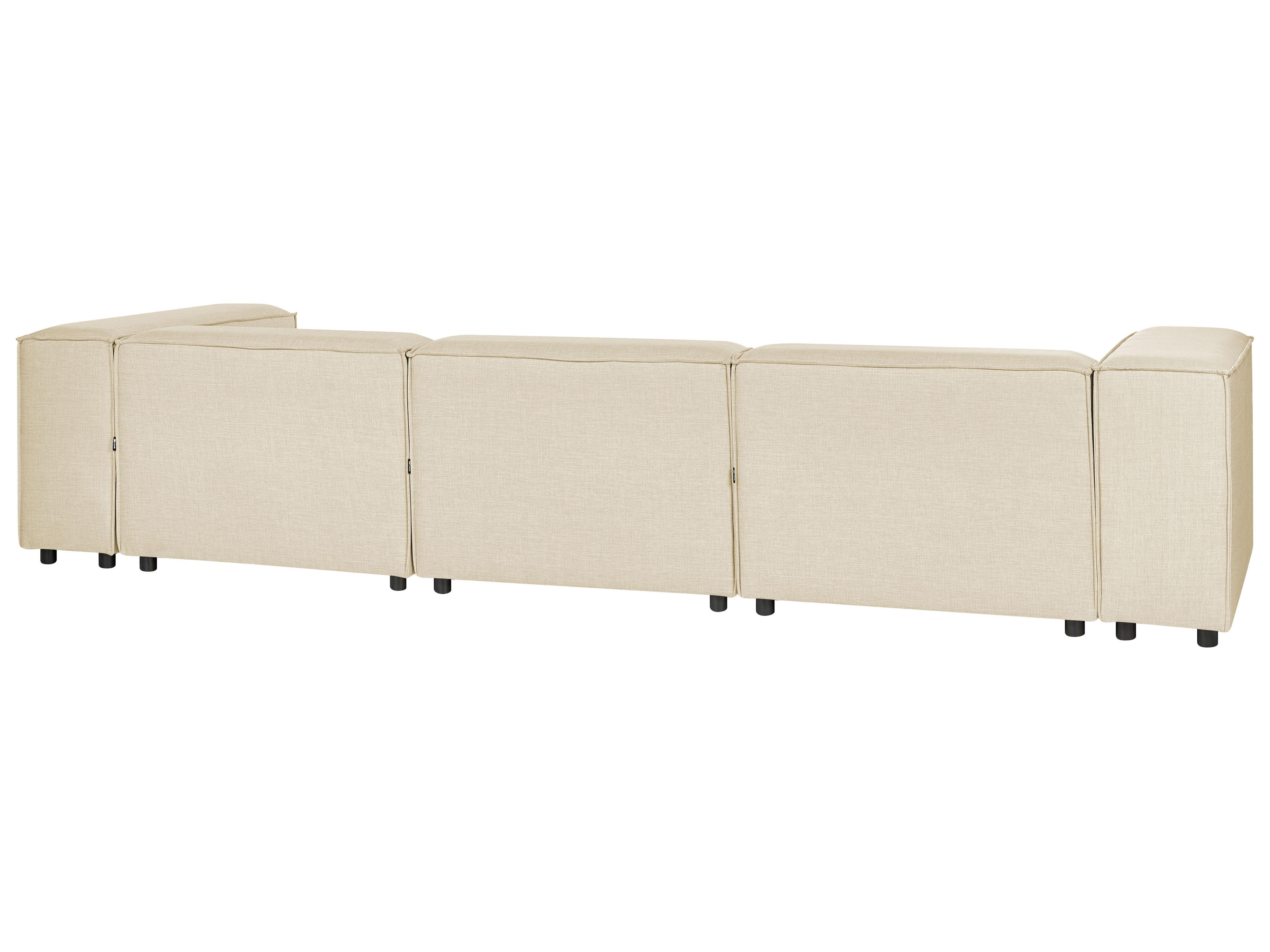 Modulaire hoekbank 3-zits APRICA Kunstlinnen Beige rechtszijdig