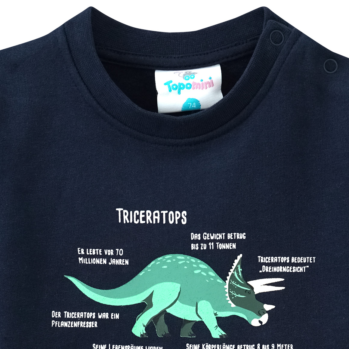 Topomini Baby Sweatshirt mit Triceratops dunkelblau