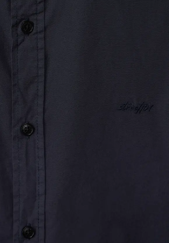 Popelinehemd mit Stehkragen - nightshadow blue