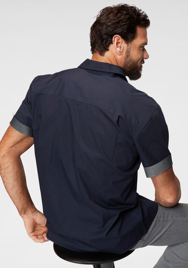 Man's World Kurzarmhemd mit kontrastfarbener Stickerei
