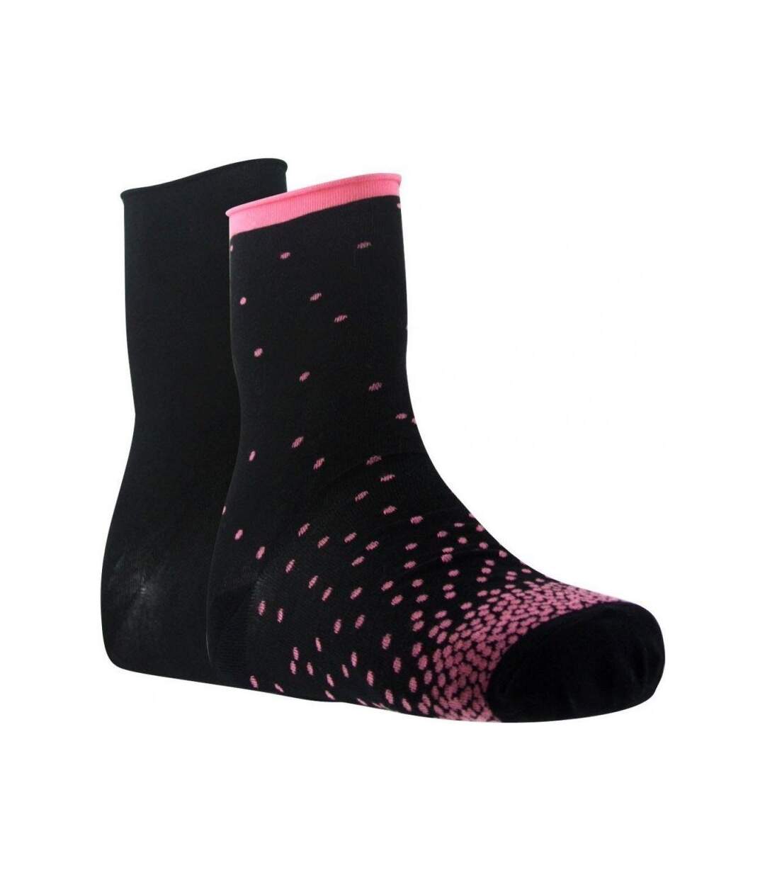 TWINDAY Lot de 2 paires de Chaussettes Femme Coton PLUIE DE POIS Noir Rose