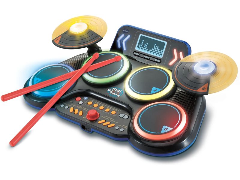 Vtech Musikspielzeug Kidi DJ Drums -FR- Elektronisches Schlagzeug mit coolen Leuchteffekten und realistischen Schlagzeuggeräuschen