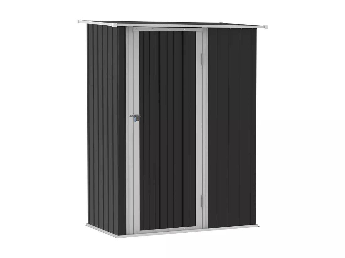 Abri de jardin - remise pour outils - cabanon porte verrouillable - dim. 142L x 84l x 189H cm - tôle d'acier anthracite blanc