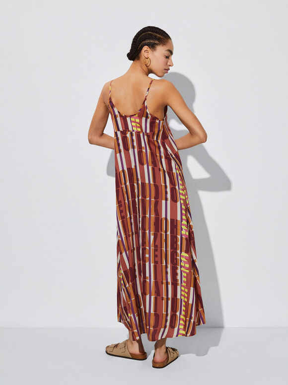 Vestido longo estampado - Multicolorido