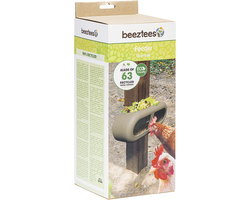 Kippenvoerbak, Beeztees grijs, 30 x 14 x 13 cm, gerecycled plastic
