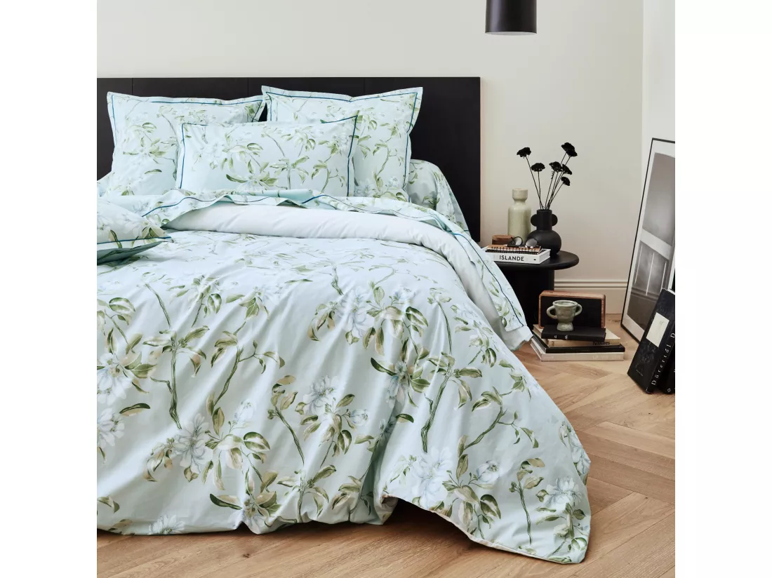 Taie de traversin 240x43 cm percale coton ELÉNA vert Nil