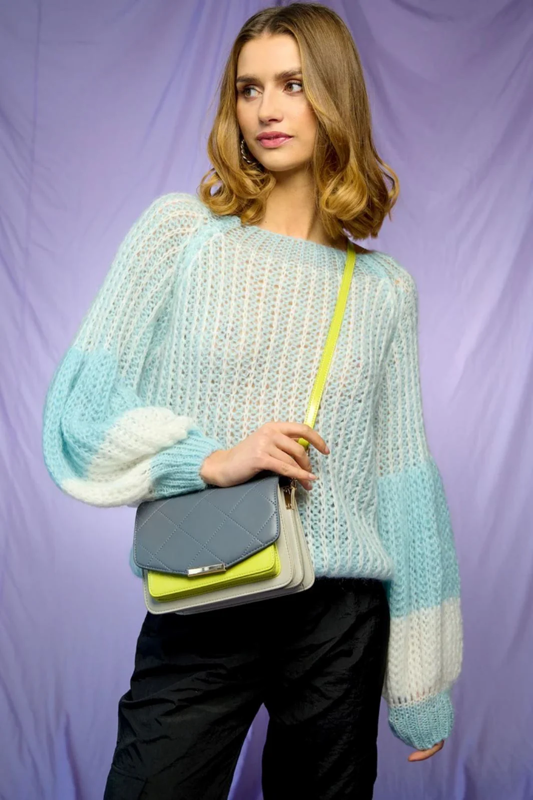 Noella Liana Knit Sweater mint white