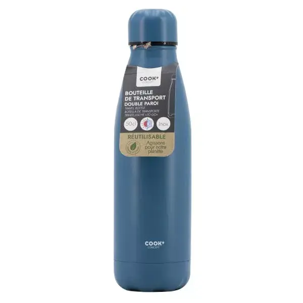 Garrafa de transporte de parede dupla azul de 50cl