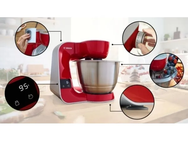 Bosch MUM5 MUM5X720 - Køkkenmaskine - 1000 W - dybrød/sølv