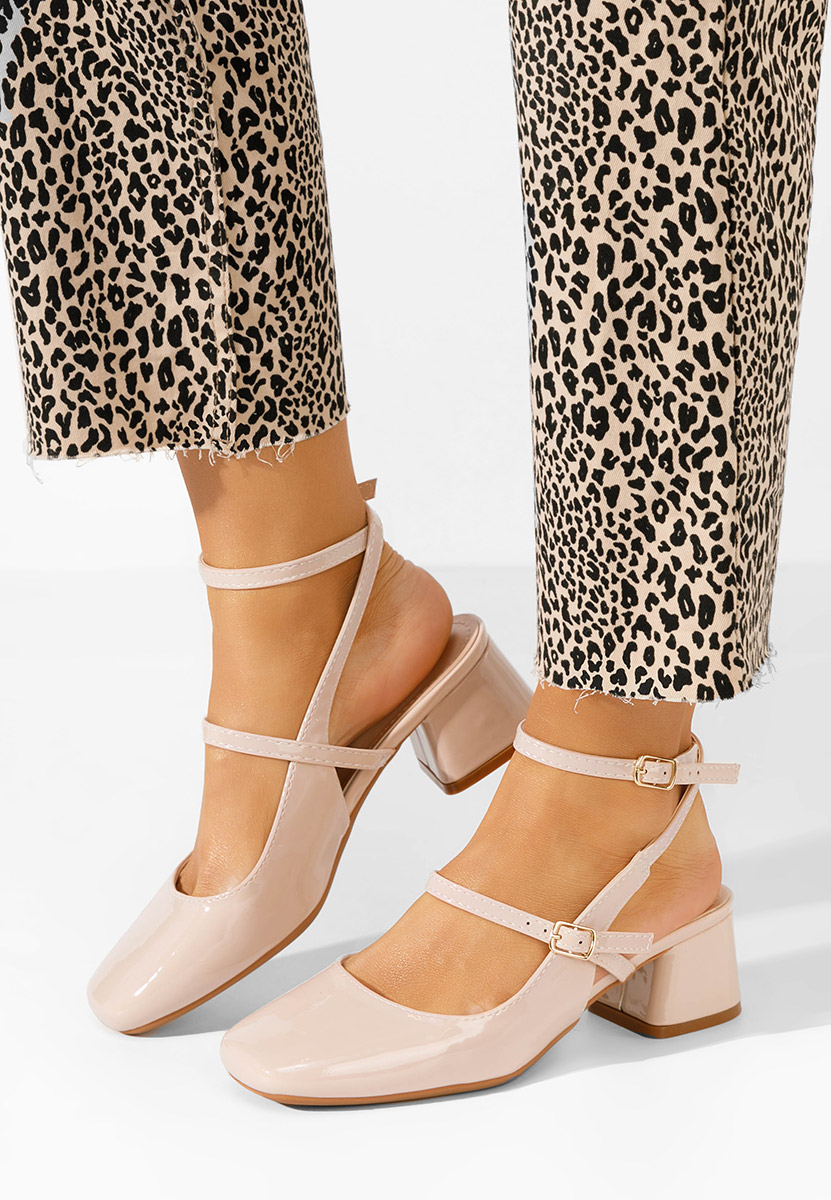Chaussures à talon épais beige Linares