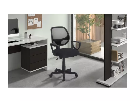 Chaise de bureau IPOLIST – Tissu filet noir – Hauteur réglable 86-98 cm – Style moderne et ergonomique