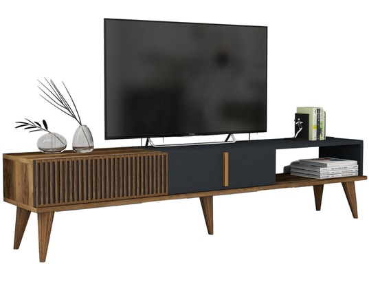 CONCEPT1 - Meuble TV Milan Alt - Noyer, Anthracite 180 x 40 x 35