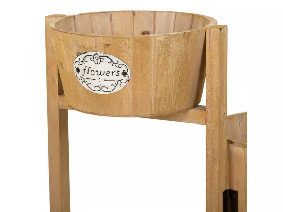 Support avec 5 paniers en bois marron 124x20x90,5h