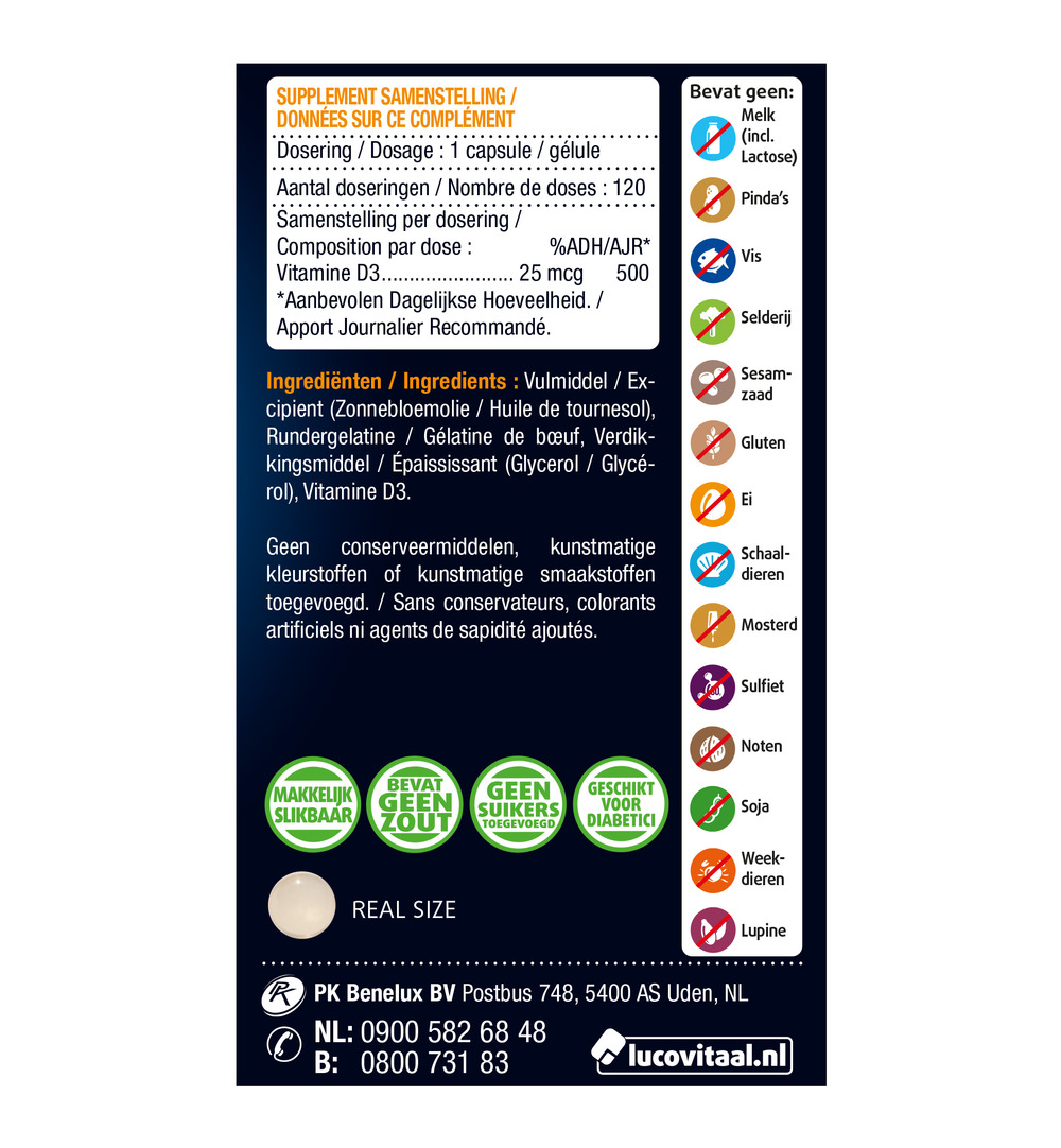 Lucovitaal Vitamine D3 25mcg (120 capsules)