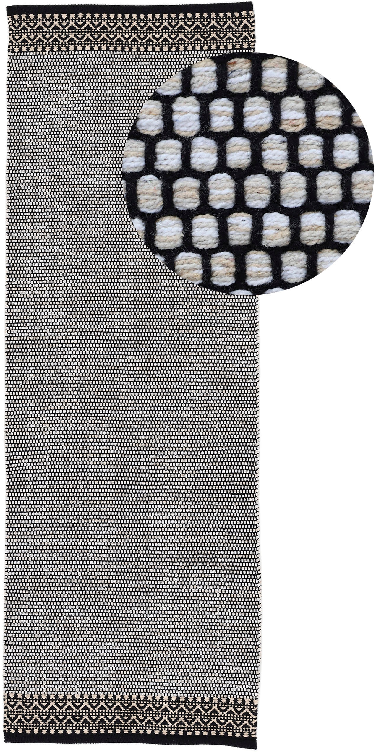 carpetfine Teppich »Kelim Mia ,    auch als Läufer erhältlich« rechteckig 6 mm Höhe handgewebt, Baumwolle, Wendeteppich, Fleckerl, Bordüre, Wohnzimmer