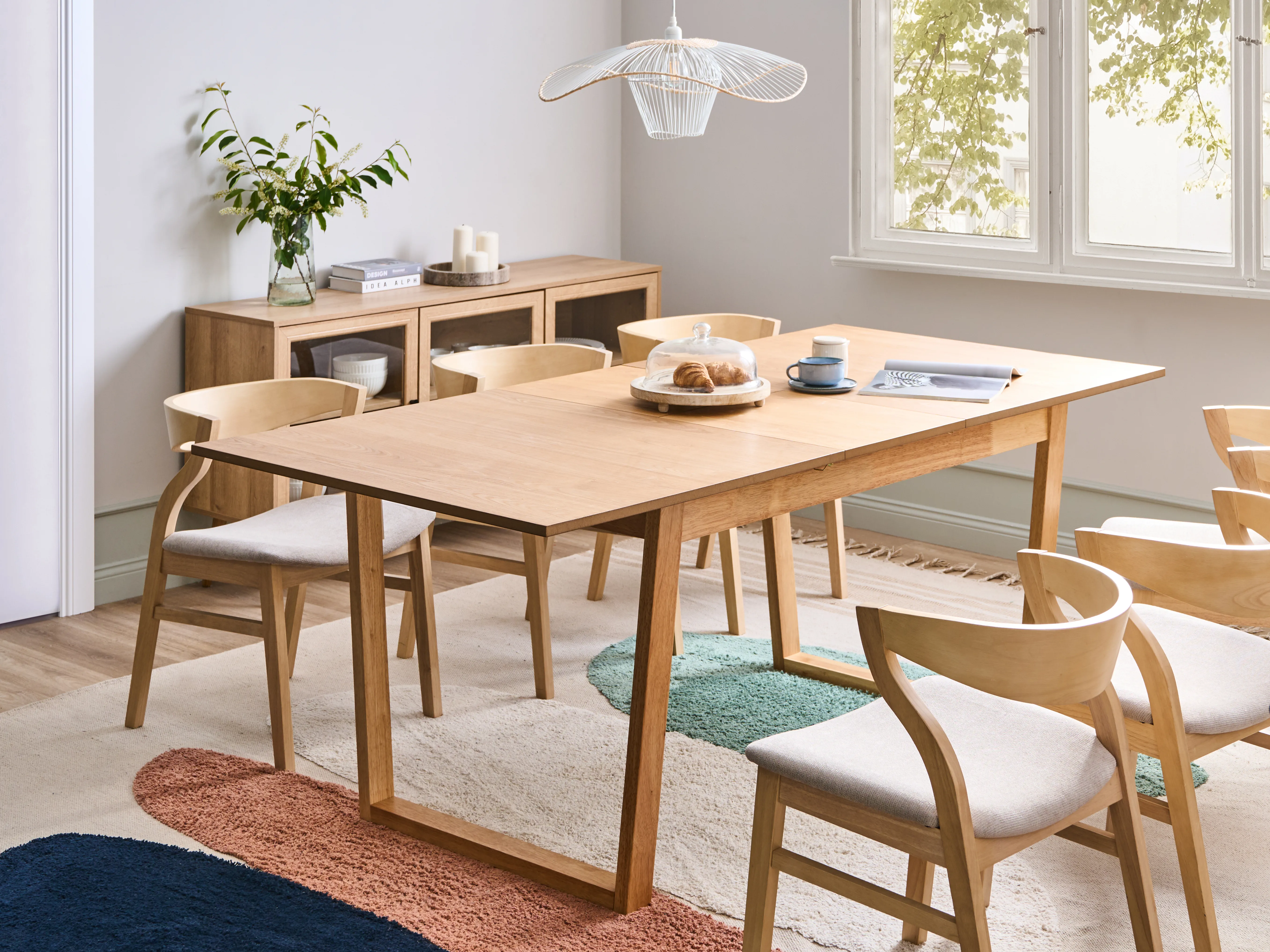 Eettafel uitschuifbaar CAMDEN Licht essenhout 95 cm 160/200 cm