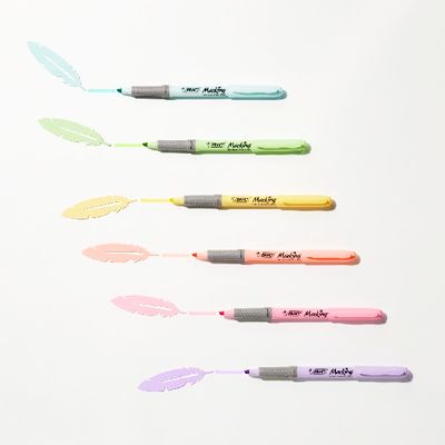 BIC Kit de Révision : 6 surligneurs BIC Highlighter Grip + 30 fiches cartonnées