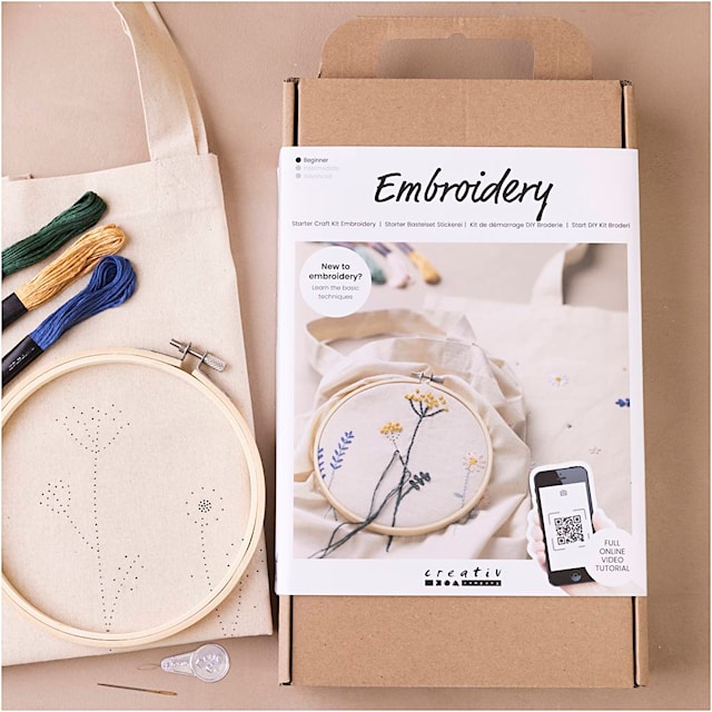 Start DIY Kit Broderi, Blomster, 1 pk.