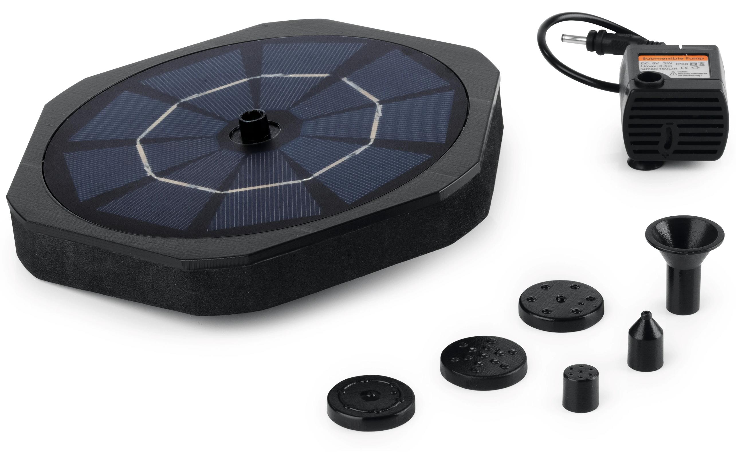Solar-Gartenfontäne 3.7 V SchwarzSolar-Gartenbrunnen