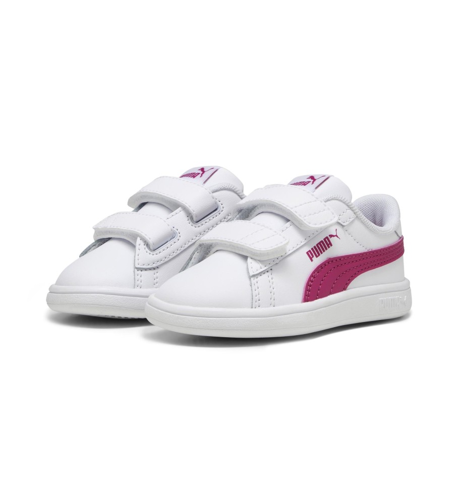 Tênis Puma Smash 3.0 V de couro branco