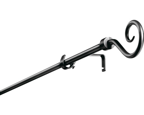 Uitschuifbare gordijnroedeset, spiraalvormig, zwart, 100-200 cm, Ø 13/16 mm