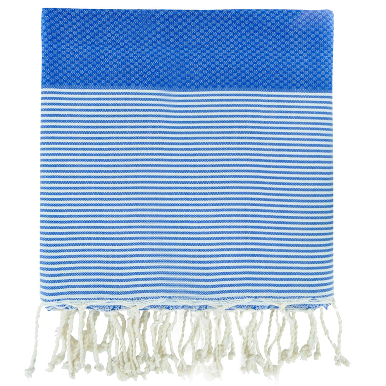 Febronie Fouta Famiglia XXL Nid d'Abeille Ibiza rayure fine bleu grec - 200x200 cm