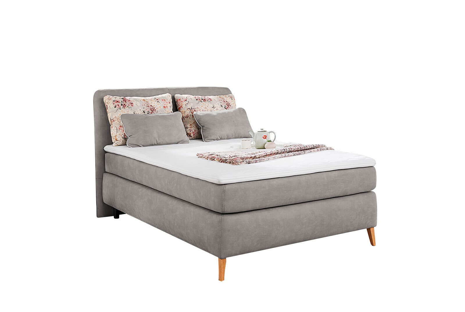 Boxspringbett Rosalie 140x200cm hellgrau