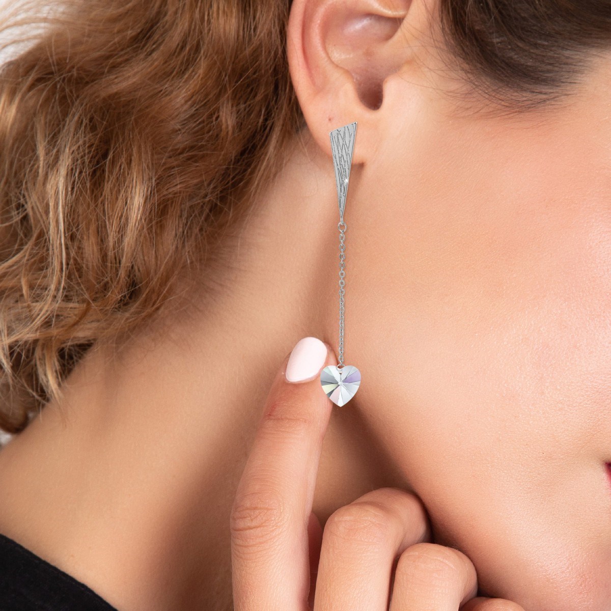 Boucles d'oreilles coeur SC Crystal ornées de Cristaux scintillants