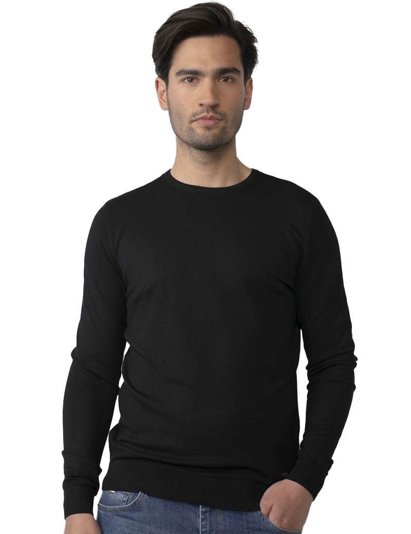 PETROL IND PULL HOMME EN MAILLE  COL ROND NOIR