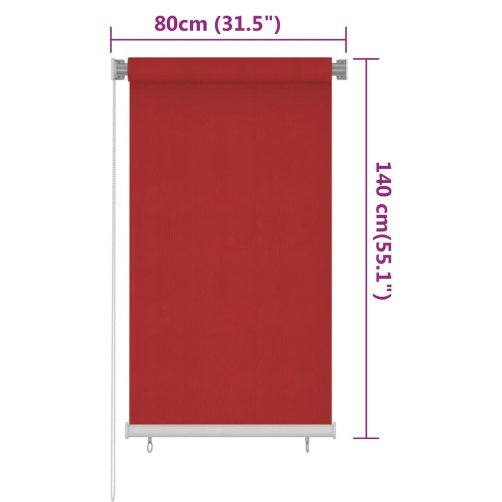 Store roulant d'extérieur 80x140 cm rouge pehd