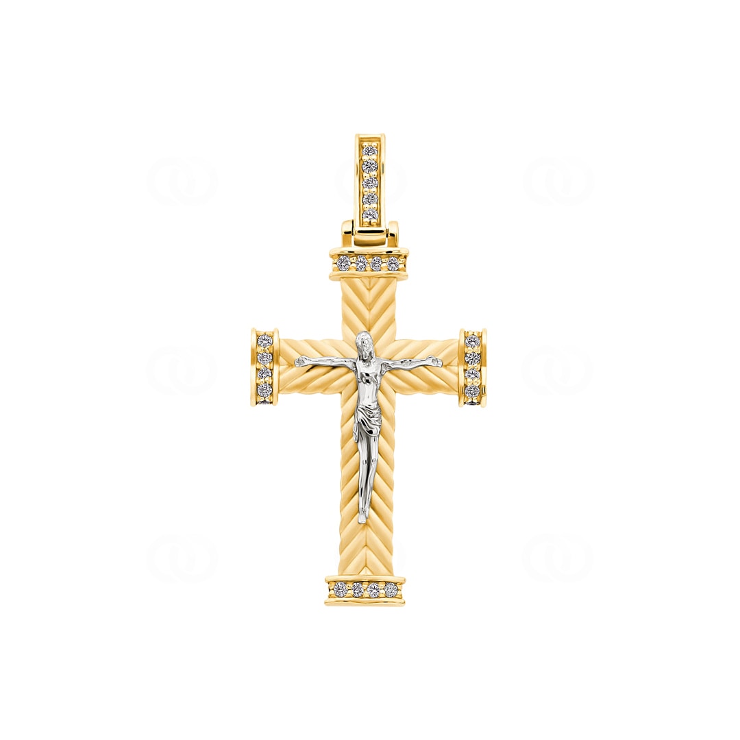 Kreuzanhänger 750/18 K Gelbgold mit Diamanten 0.23 ct H/si