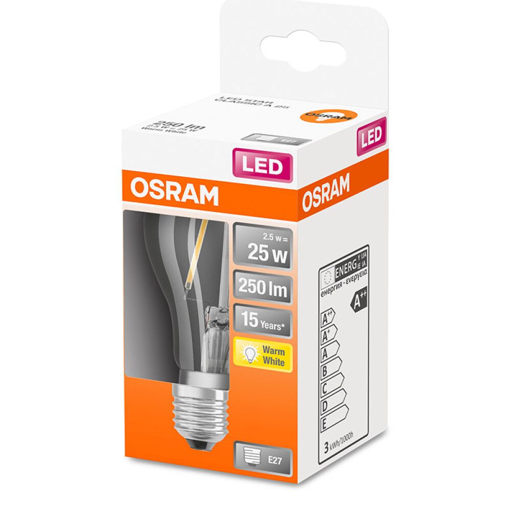 LYSPÆRE OSRAM ST CLASSIC A LED CLEAR E27 2,5W