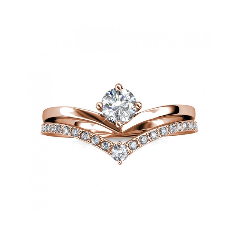 Bague Zinnia - Or Rosé et Cristal