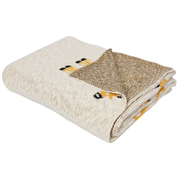 Beliani Manta em Algodão Creme 130 x 170 cm Padrão de Girafas Quarto de Criança Design Moderno