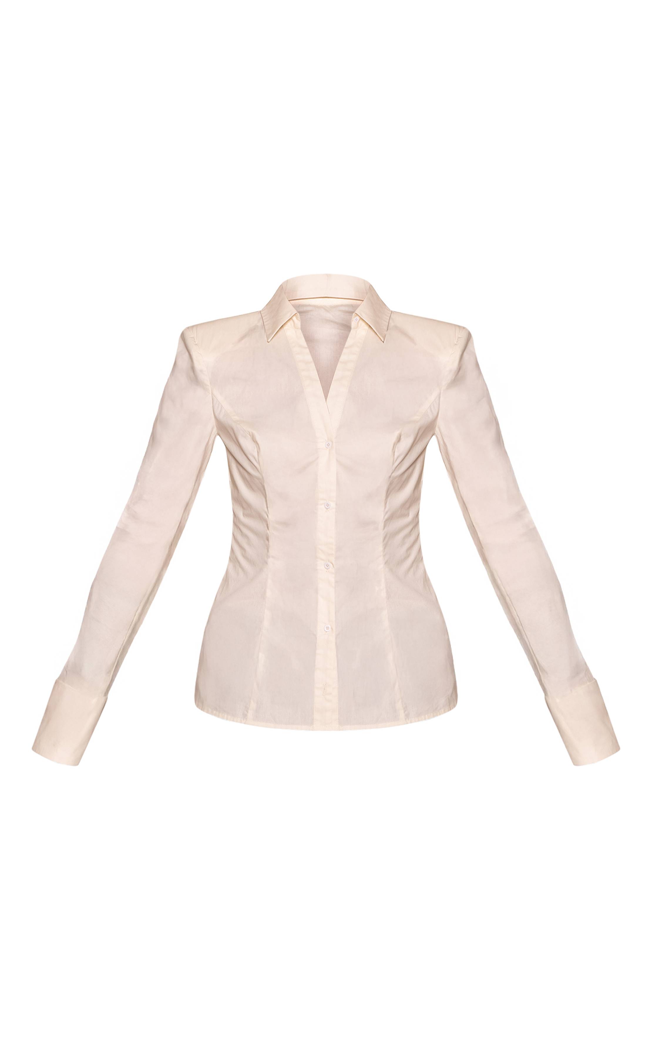 Crème Chemise En Coton À Épaulettes Et Détail De Poignets Froncés