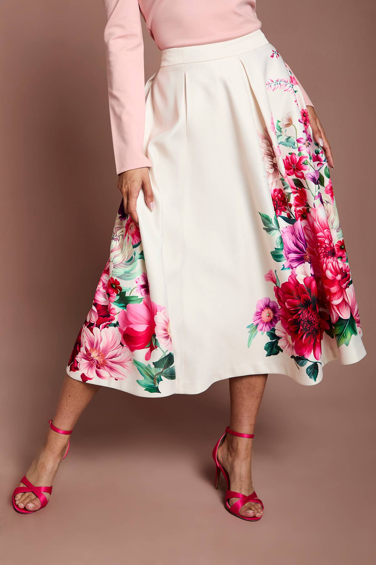 Coast Jupe Midi En Satin Avec Imprimé Positionné