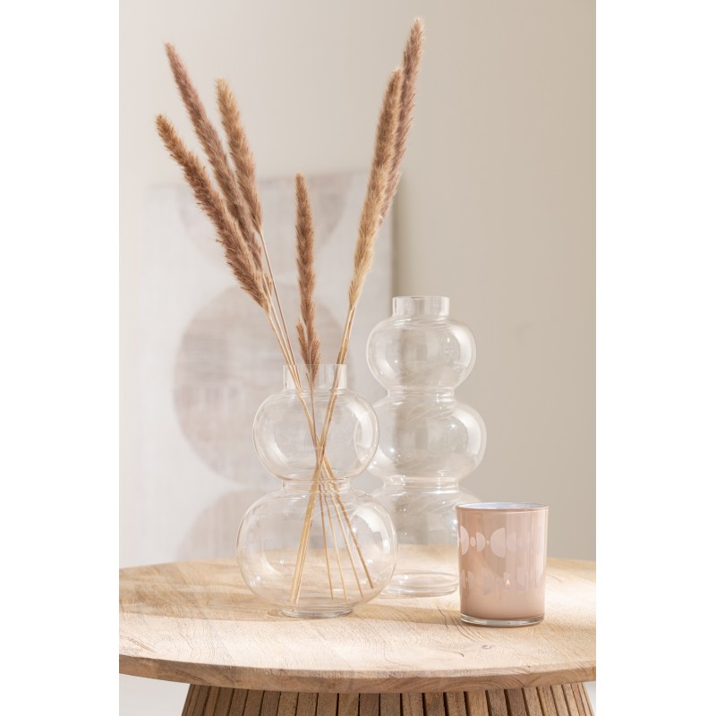 Vase 2 boules en verre transparent 19x19x28 cm