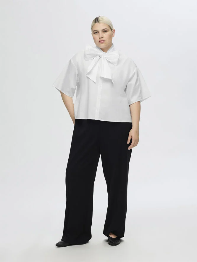Selected Femme SLFJUNO 3/4 BOW SHIRT B Hvid