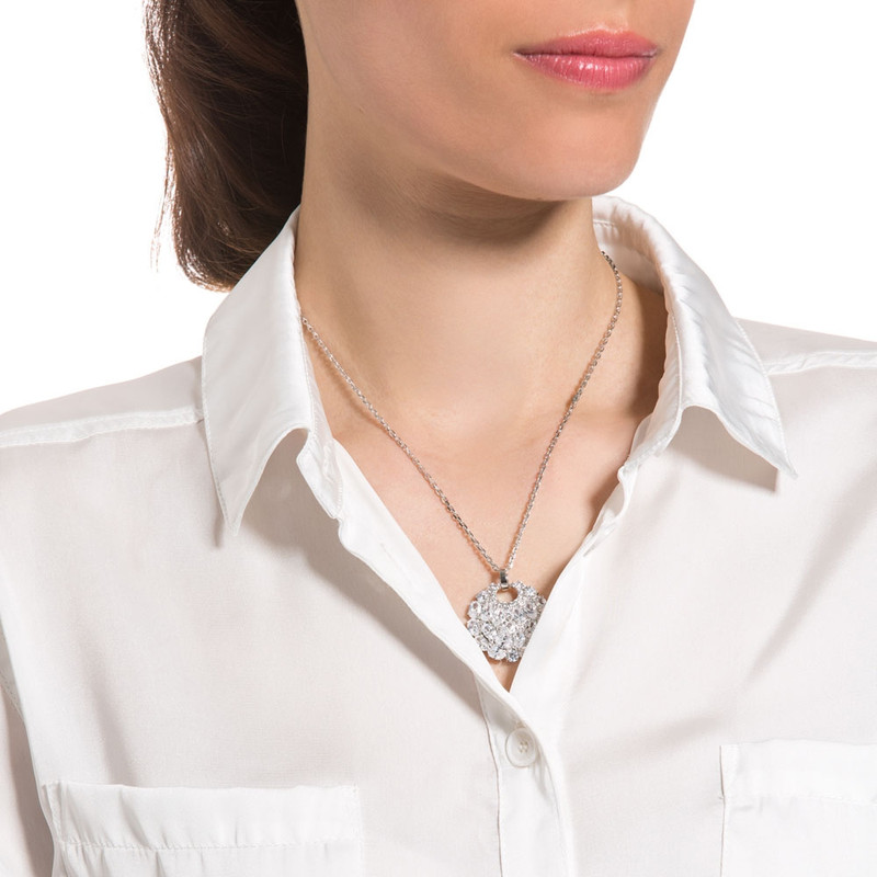Collier Plaqué Rhodium et Cubic Zirconia Blanc