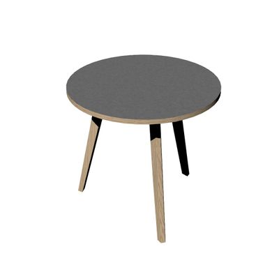 Table ronde - H74 cm - 80 cm - 3 pieds bois - plateau anthracite