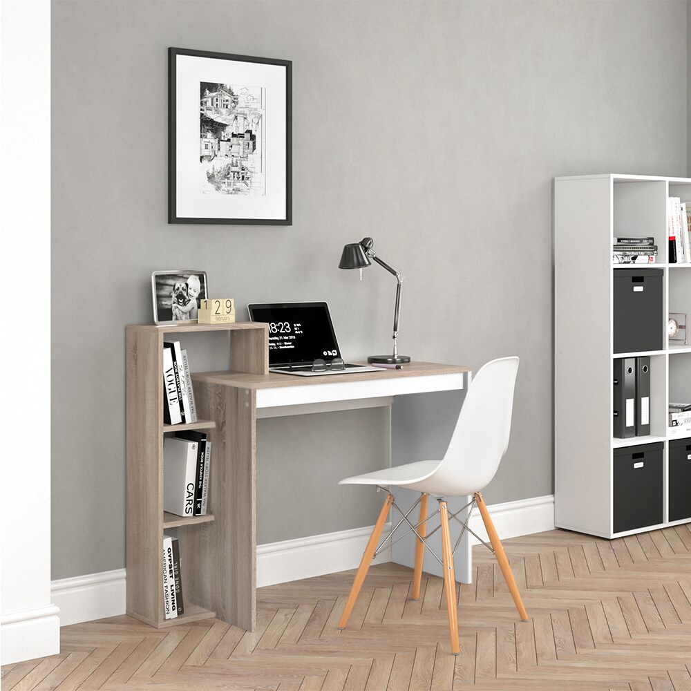 Vicco Schreibtisch Leo Schreibtisch Arbeitstisch Regal PC Tisch Weiß Sonoma