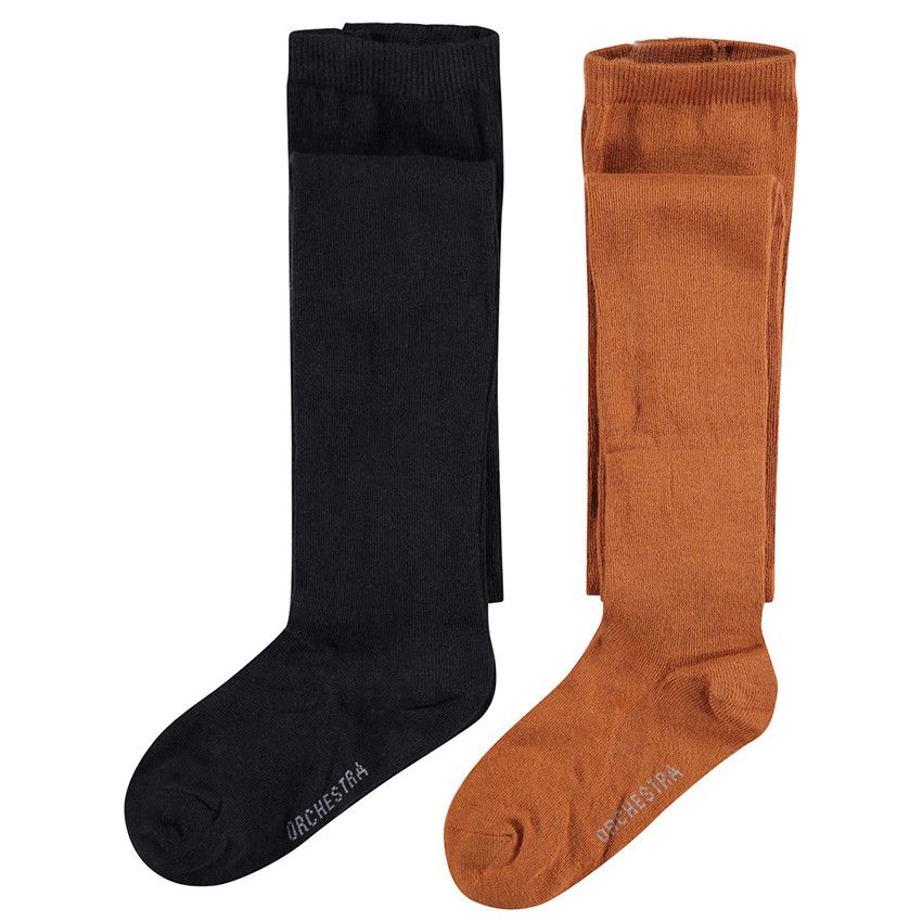 Lot de 2 collants épais unis - Marron