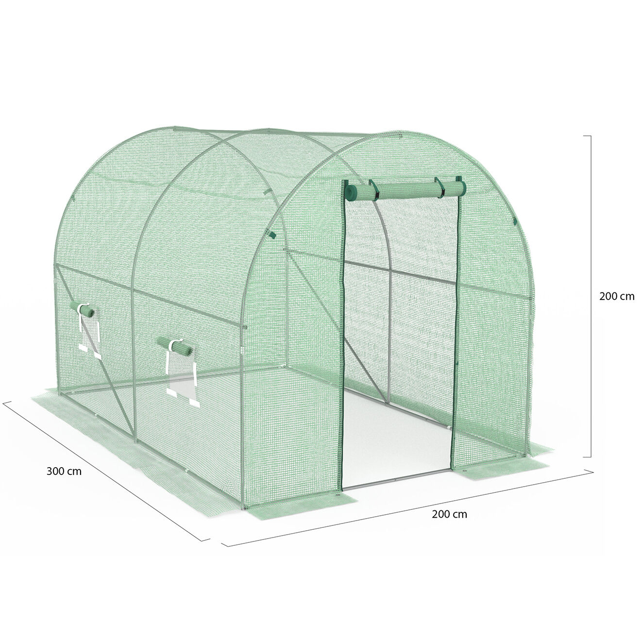 JARDIKT Serre tunnel de jardin gamme maraîchère bâche renforcée verte - 300x200x200 cm