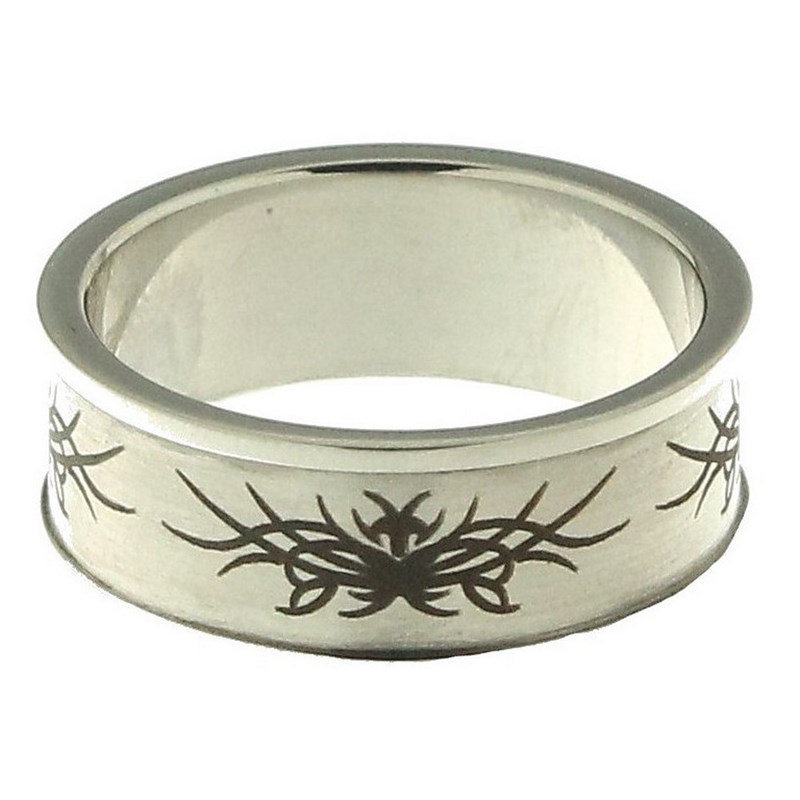 Bague anneau taille 66 homme femme tribal T2 en acier inoxydable